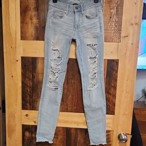 American Eagle Outfitters Light Blue Ripped Skinny Jeans